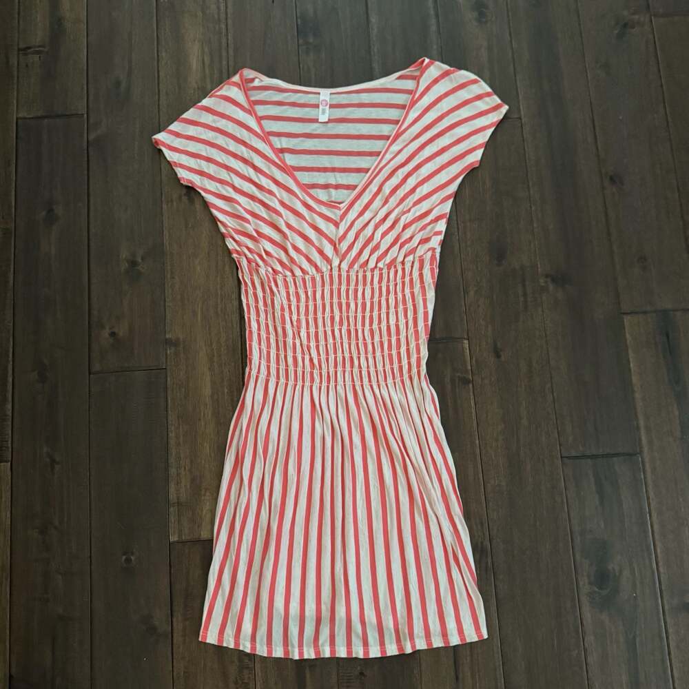 Libby Striped V-Neck Smocked Waist Mini Dress